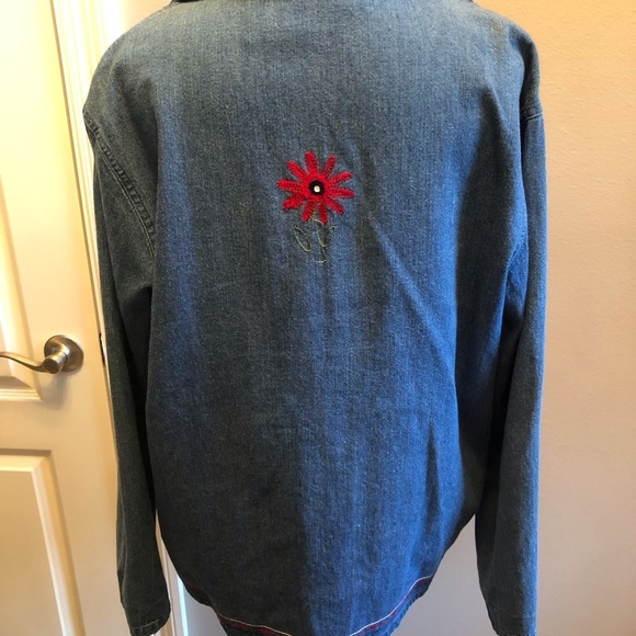 Embroidered Denim Shirt Jacket Shacket by Nectar Size Medium 12-14 - Picture 9 of 11
